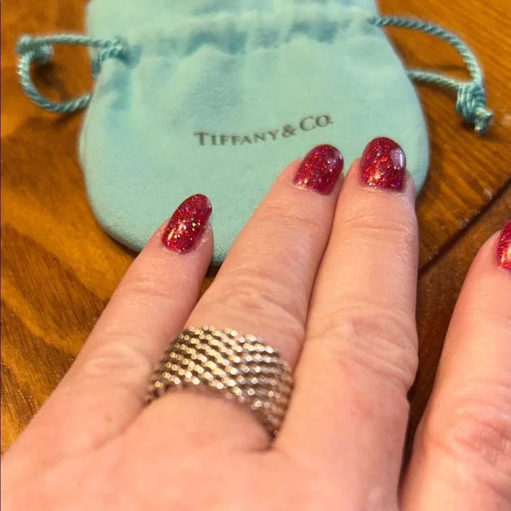 Authentic Tiffany & Co. Silver Somerset Mesh Band Size 7 16.25 inch Send Offer - Picture 1 of 6